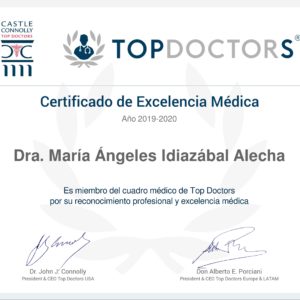 La Dra. Mª Ángeles Idiazábal Alecha consigue la máxima puntuación de excelencia Top Doctors en 2019-2020
