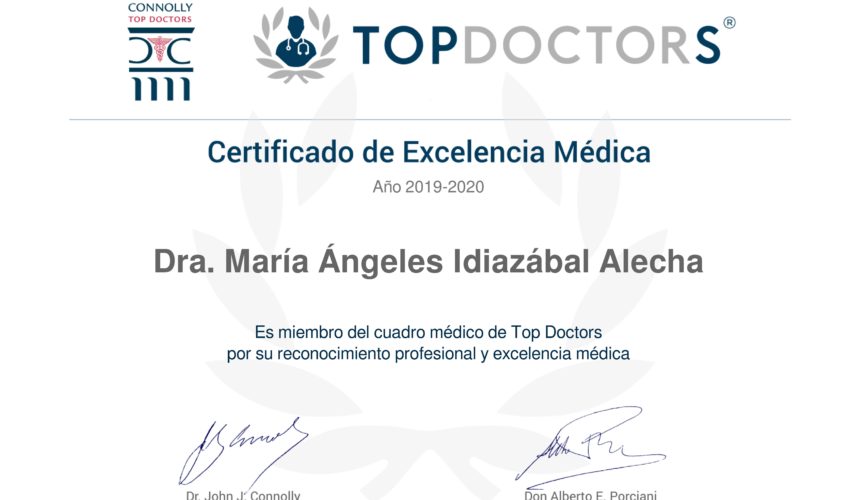 La Dra. Mª Ángeles Idiazábal Alecha consigue la máxima puntuación de excelencia Top Doctors en 2019-2020