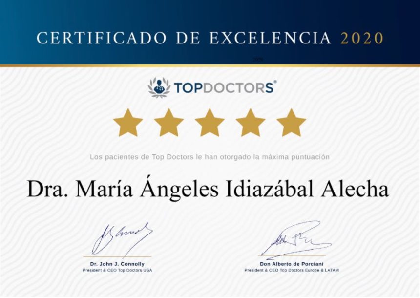 La Dra. Mª Ángeles Idiazábal repite máxima puntuación de excelencia Top Doctors en 2020