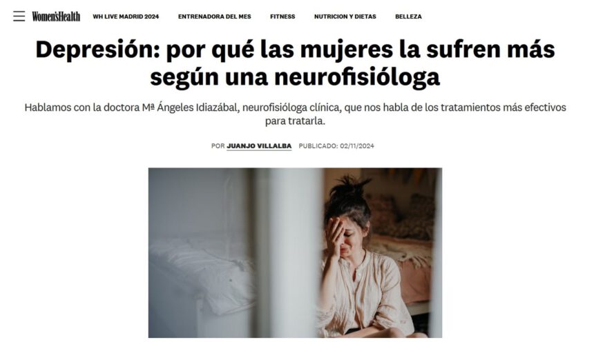 INCIA en Women’s Health: ‘Depresión: por qué las mujeres la sufren más según una neurofisióloga’