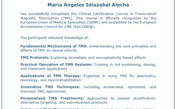 Nuestras profesionales se acreditan en el Curso Internacional de Estimulación Magnética Transcraneal de la mano de The Academy of Brain Stimulation